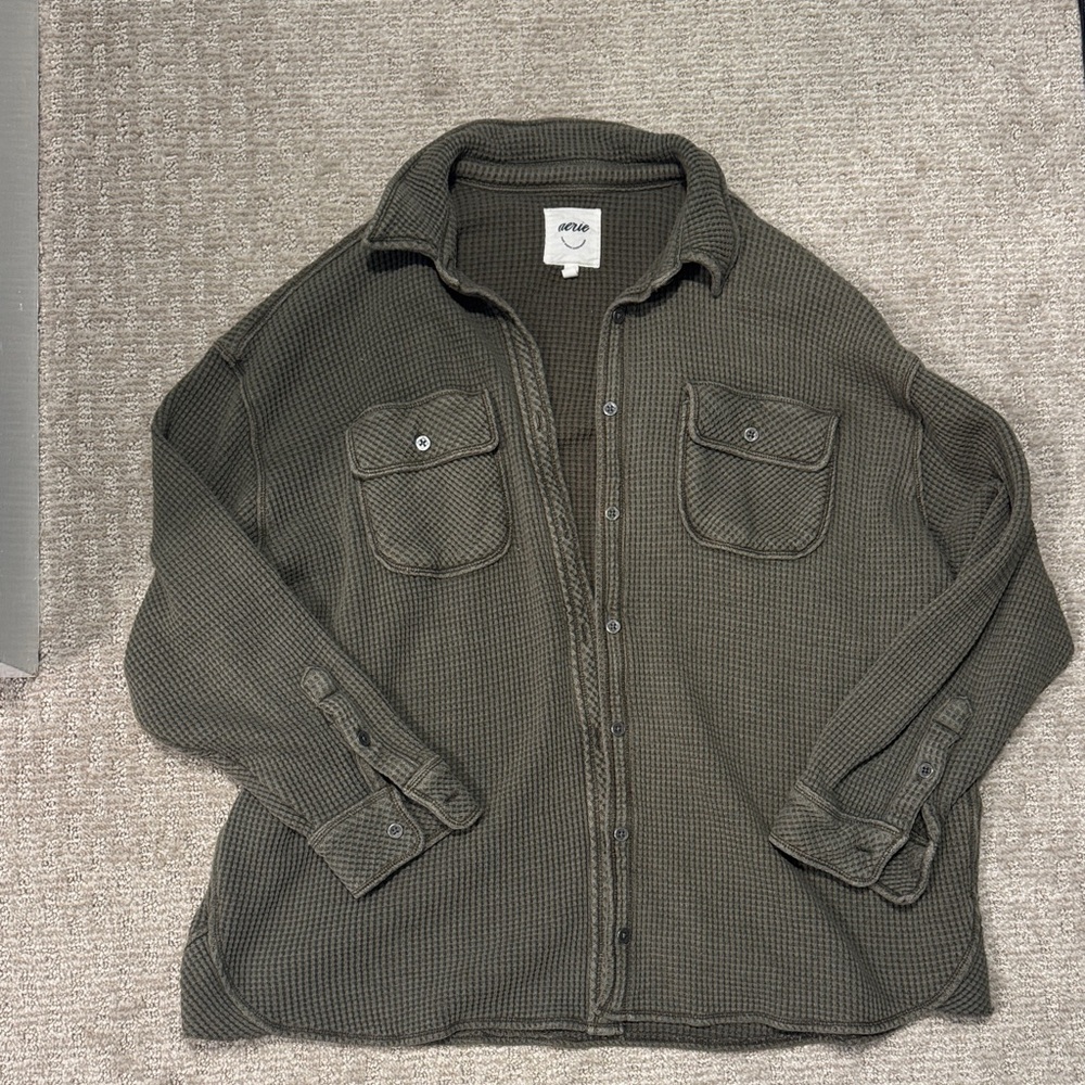 Aerie Olive Button Down Shirt